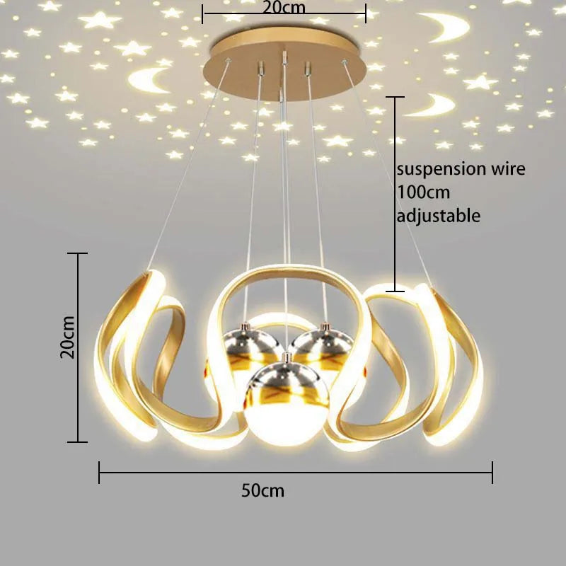 2026 New Nordic Starry Sky LED Chandelier - Creative Pendant Lamp for Living Room