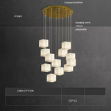 Rubik's Cube Marble Home Decoration Gold LED Chandelier Lighting Hanging Lamps 2026 New Trend Lustre Para Sala Estar For Foyer