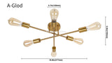 Modern Chandelier Nordic Semi Flush Mount Ceiling Lamp Brushed Antique Gold Home Decor Lighting Fixture