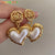 The New 2022 Flower Heart Earrings French Retro Fashion Luxury  Accessories Women Jewelry Wedding Part