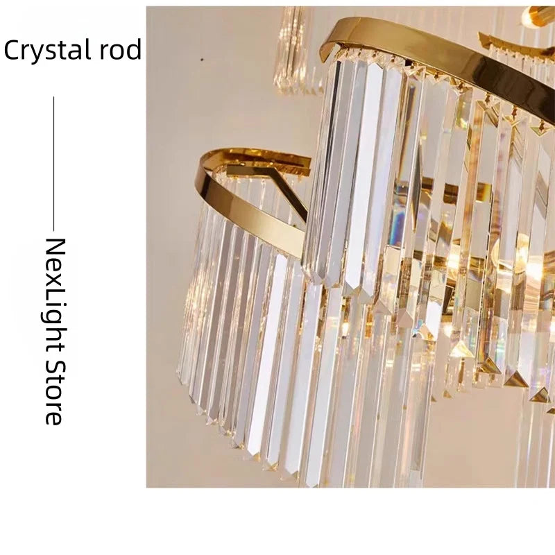 2026 Luxury Customizable Large Chandelier Pendant Light Ceiling Lamp Dimmable K9 Crystal Luster For Staircase Luminaire