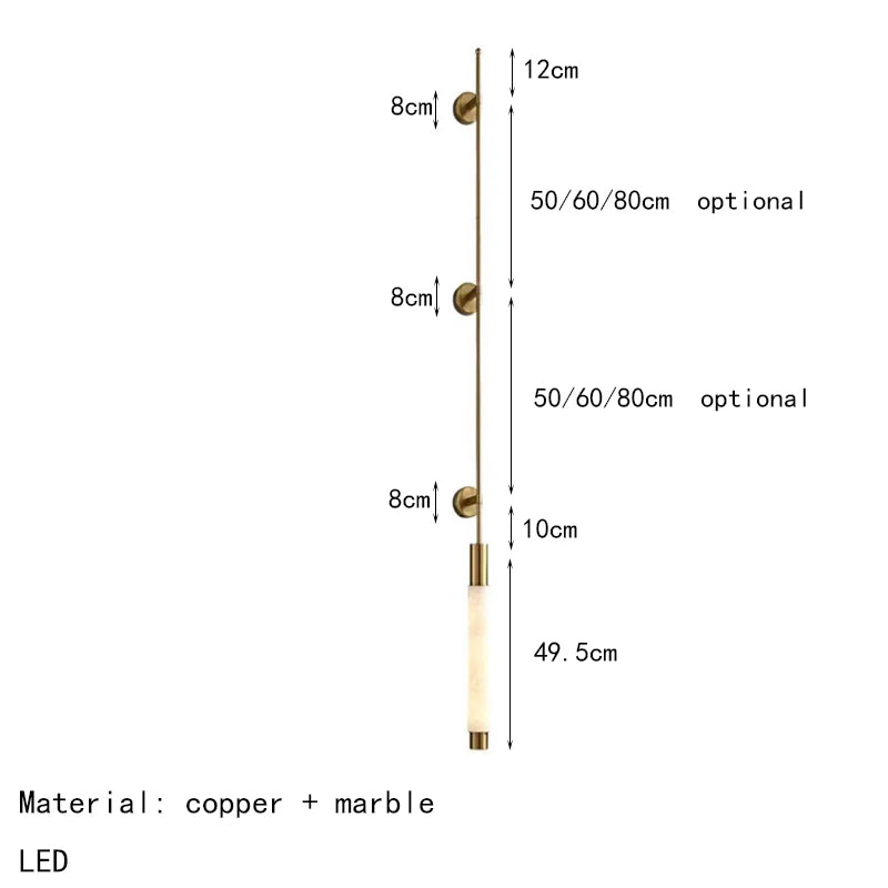 Simple Natural White Marble Wall Light Copper Creative Sconce Hotel Hall Room Parlor Bathroom Lamp