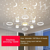 2025 New Chandeliers Romantic Starry Modern Ceiling Light Fixture 6 Lights White Creative Home Stepless Dimmable  Ceiling Lamp