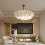 Nordic Japanese Wabi-Sabi Paper Umbrella Fabric Chandelier - French Retro Ceiling Pendant Light Fixture for Bedroom, Living Room & Home Decor