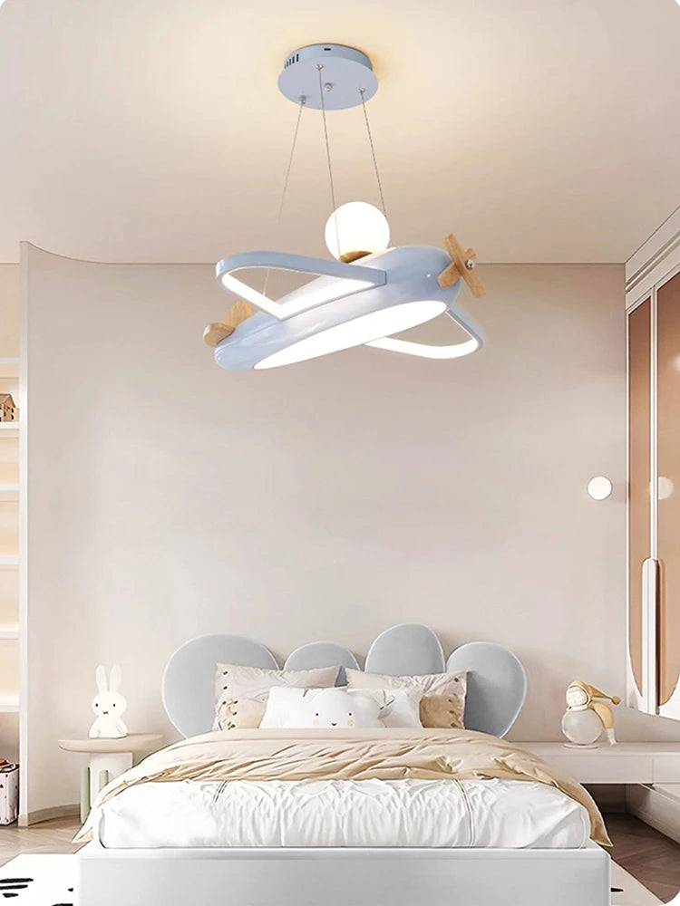 2026 Children's Room Airplane Chandelier - Creative LED Bedroom Pendant Light