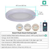 Modern Round Smart LED Flush Mount - 75W Dimmable Ceiling Light for Bedroom