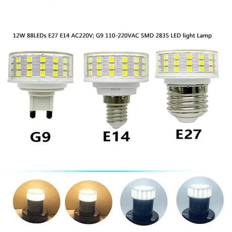 12W 2835 LED Light Bulb E27 E14 AC220V ; G9 110-220VAC 88LEDs white / warm white SMD LED light Lamp