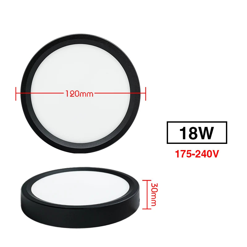 Led Downlights 220V Ceiling Spot Lamp 9W 12W 18W Down Light Surface Mounted Panel Lighting Kitchen Fixture for Room Home Decor