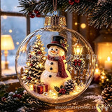 8cm LED Light Up Christmas Ball Ornament Santa Claus Snowman Glowing Plastic Bauble Xmas Tree Hanging Pendant Xmas Party  Decor