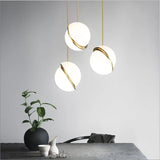 Nordic LED Pendant Lights Dining Table Decors Bedroom Restaurant Chandelier Fixtures Golden Hanging Lamp Ball Lampshade