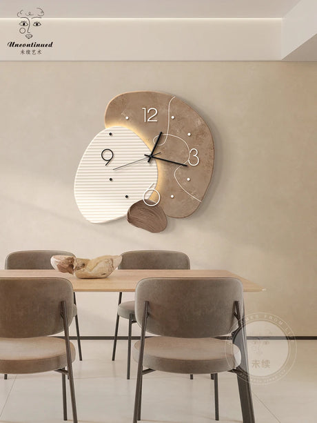 New wabi-Sabi restaurant clock wall clock Home quiet with led lights clock living room background wall decoration