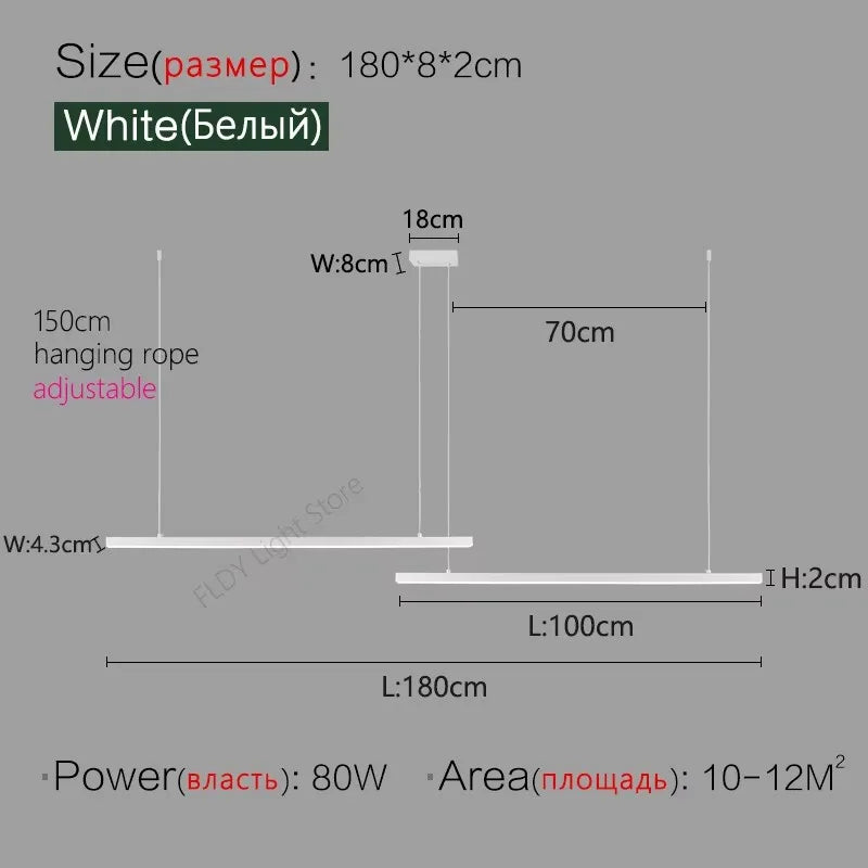 Modern Nordic Pendant Light Minimalist Long Black Hanging Lamp Home Decoration LED Chandeliers for Living Dining Room Office Bar