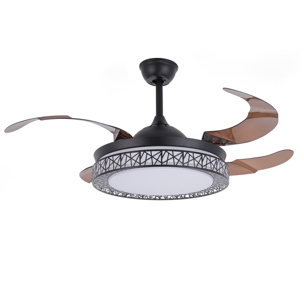 Modern Home Decor Retractable Ceiling Fans with LED Light Chandelier Ceiling Fan 3 Colors 3 Speeds 4 Invisible Blades