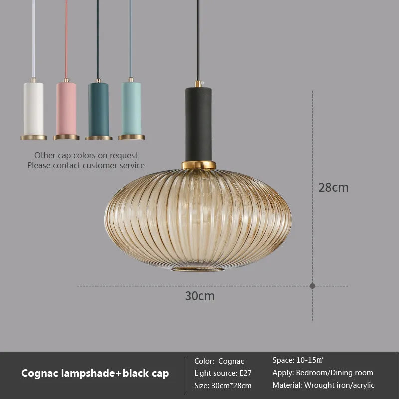 Nordic Retro restaurant colorful Glass pendant lights Creative living room Lamp Simple bedside lamp LED E27 light