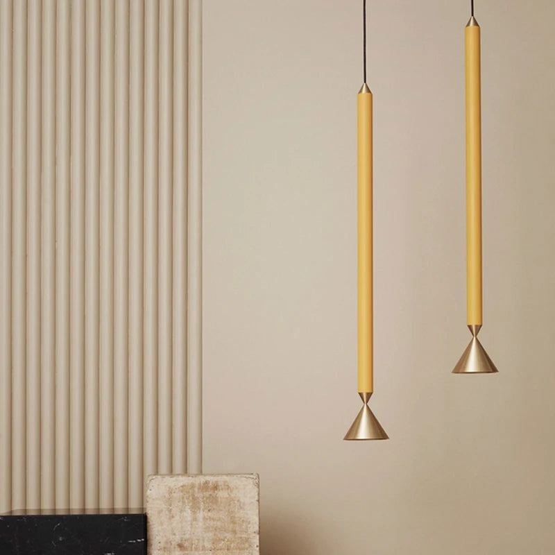 Lamp Long Pole Designer for Kitchen Island Small Single Head Hanging Lamp for Dining Room Bar Macaron Lamp LED