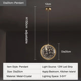 Modern Lustre Crystal Pendant Lamp for Living Room Kitchen Dining Room Bedroom Hall Circle Ring LED Chandelier Lighting Fixture