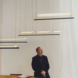 Nordic Minimalist LED Linear Pendant Light - Modern Industrial Hanging Chandelier for Dining Room, Kitchen Island, Bar & Office