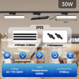 Neutral White LED Track Spotlight - Adjustable Rail Ceiling Lamp Fixture for Home, Retail Shop & Commercial Mall Decor