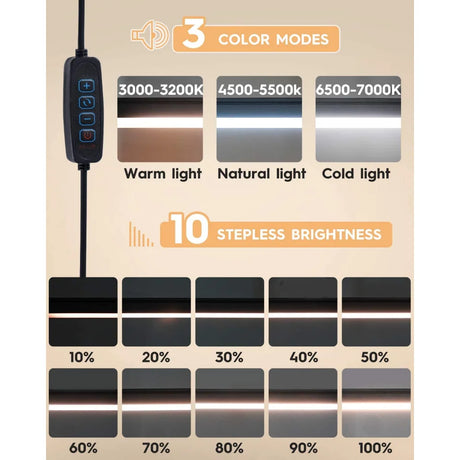 LED Desk Lamp with Clamp 10W Swing Arm Desk Lamp Eye-Caring Dimmable Desk Light with 10 Brightness Level, 3 Lighting Modes