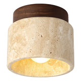 Led Ceiling Lamp Surface Mounted Downlight Japanese Style Stone Wood Light Round 110V220V For Living Room Corridor Porch Balcony