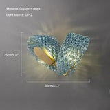 Creative All-copper Headboard Chandelier Light Luxury Individual All-copper Bedroom Blue Glass Lamp Indoor Home Decor G9 Bulb