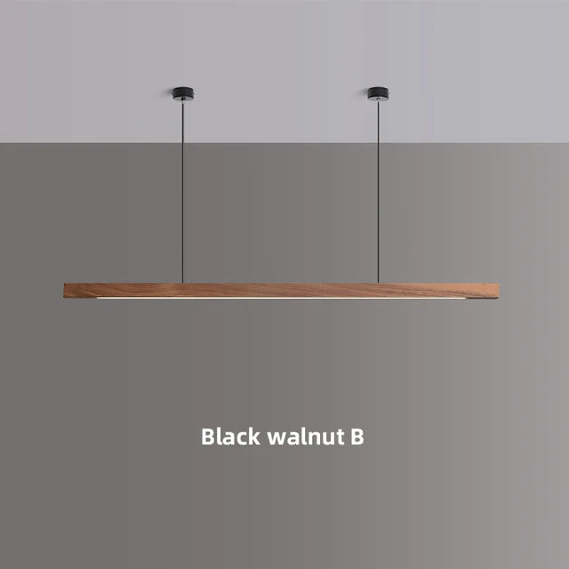 Stylish Minimalist Creative Wood Long Strip Hanging LED Pendant Lights Fashion Lamps for Living Room Home Decoration Chandelier