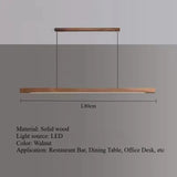 Nordic Walnut Solid Wood Pendant Light LED for Dining Tables, Study Rooms, Bar Counters, Office Desks, Indoor Home Lighting