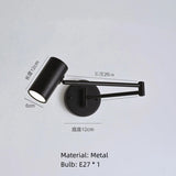 Modern Long Arm Wall Lights Gold Black White Metal Rotatable Foyer Bedside Reading Room Lamp E27 Bulb Drop shipping