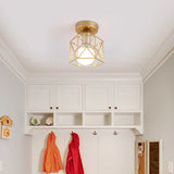 Golden Retro Ceiling Lamp for Balcony Corridor with 7W Bulb E27 Metal LED Ceiling Lights for living Room Bedroom Porch 110-220V