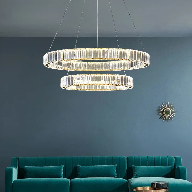 2024 Led Luxury Crystal Ceiling Pendant Lamp Living Room Bedroom Hanging Chandelier Bar Dining Table Light for Room Decor Lustre