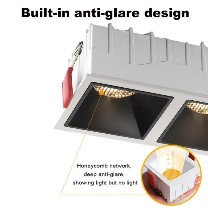 Recessed LED Ceiling Lamp 24W 10W Single/Double Head LED Spot lights COB Anti-Glare Downlight For Home Office Store Indoor