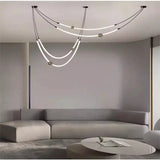 Modern Nordic Artistic Decorative Long Lines LED Pendant Light Hanging Lamps Exhibition Gallery Restaurant Lighting Fixture