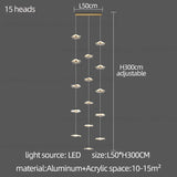 Led Staircase Pendant Lamp Modern Circular Lotus Leaf Living Room Chandelier Designer Villa Style Large Penthouse Chandelier