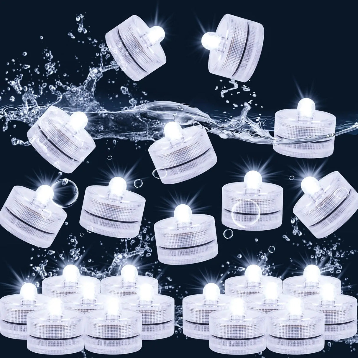 Waterproof LED Flameless Tealight Candles - Submersible Underwater Pool & Party Lights