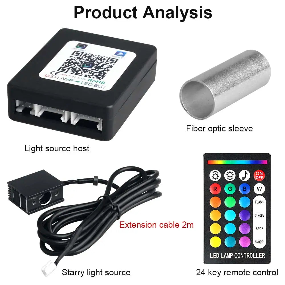 1/2/4 Split Fiber Optic Light Kit - RGBW Starry Sky Lamp with Bluetooth App & Music Sync - Distributed Ceiling Star Light for Car & Home