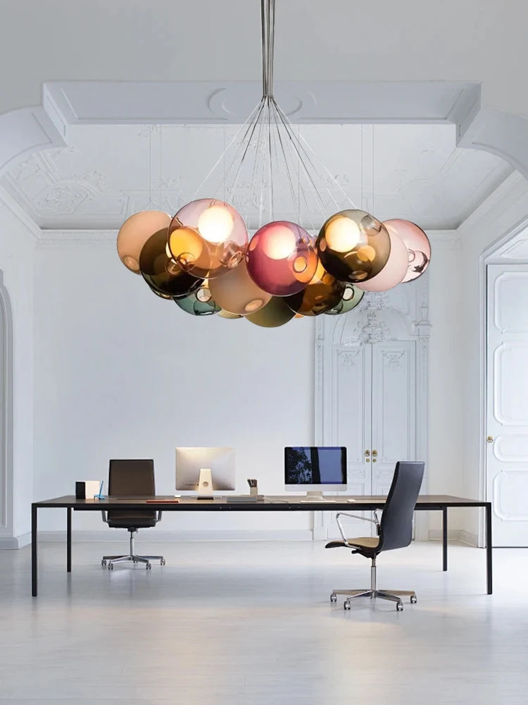 Italian Designer Glass Ball Pendant Light Dimmable Home Decoration Dining Room Pendant Lamp Round Large Stairwell Light Fixture