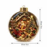Acrylic Material Christmas Ball Ornament Transparent Design 8CM Size Santa Claus Pendant with Light Holiday Tree Pendant