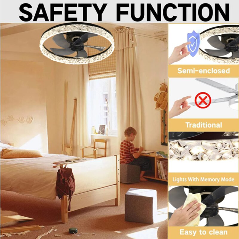 Modern Ceiling Fan With Led Lights Gold/White/Black Lamps Shades Chandelier Fan For Bedroom Room Kitchen Exhaust Fan