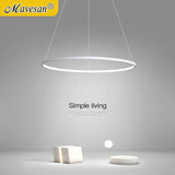 Nordic Ring LED Chandelier - Modern Aluminum Circle Pendant Light (Black/Gold)
