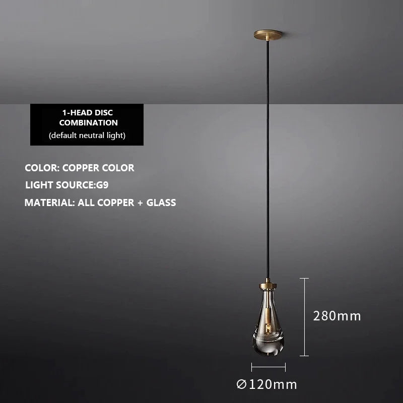 Modern Raindrop Pendant Light Lamp Luxury Round Brass High Ceiling Glass Lampshape Chandelier For Living Room Dining Room Stairs