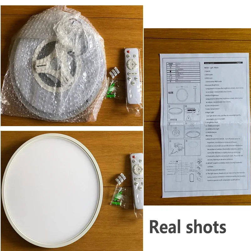 Modern LED Ceiling Light with Remote Control 3000~6000K Round Near Ceiling/Back RGB Ambient Light for Bedroom Kitchen Corridor