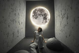 3D Moon Wall Sconce - Dimmable Indoor LED Decor Light for Hallway & Coffee Bar