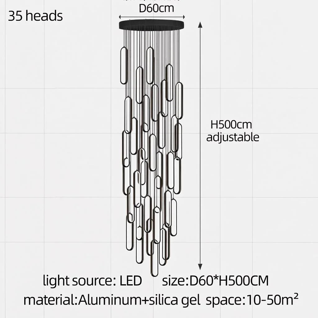 Minimalist Staircase Chandelier Nordic Modern LED Pendant Light Ceiling Lamp Hanging light For Living Room Restaurant Villa Loft