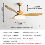 52Inch 3 ABS Blade DC 35W Pure Copper Motor Ceiling Fan With 60W LED Light Support Remote Control Strong winds Electric fans