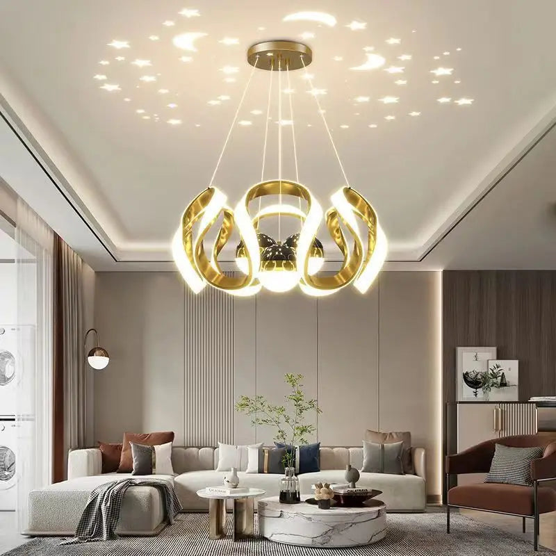 2026 New Nordic Starry Sky LED Chandelier - Creative Pendant Lamp for Living Room