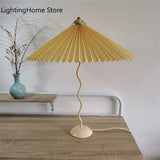 Table Lamp Ins Retro Pleated Umbrella Nordic Medieval Korean Master Bedroom Bedside Lamp Swing Iron Art Drop Shipping