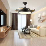 Modern Home Decor Retractable Ceiling Fans with LED Light Chandelier Ceiling Fan 3 Colors 3 Speeds 4 Invisible Blades