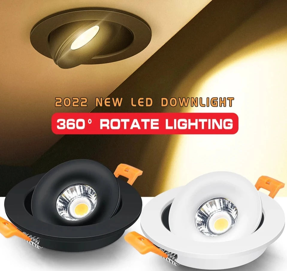  New 360 Degrees Angle Adjustable 5W 7W 10W 12W 18W Ceiling Spot Lights Recessed Downlights For Home TV Background