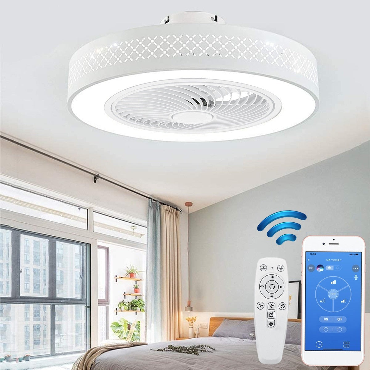 50cm Intelligent Led Ceiling Fan Light Ceiling Fans with Lights 3-Speed Dimmable Smart APP Remote Control Modern LED Lighting