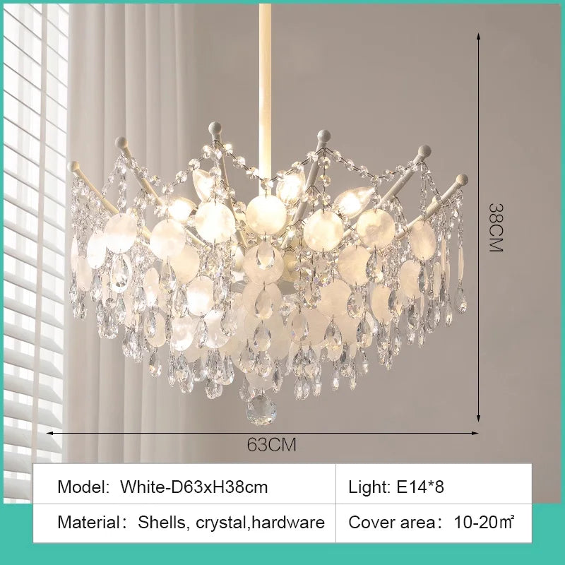 LED French Medieval Pendant Light Style Luxury Blue Crystal Chandelier for Villa Living Room Bedroom Hallway Ceiling Lamp